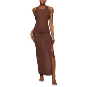 SKIMS Mesh Cover‑Up Long Tank Dress Cocoa Size 4X NWT